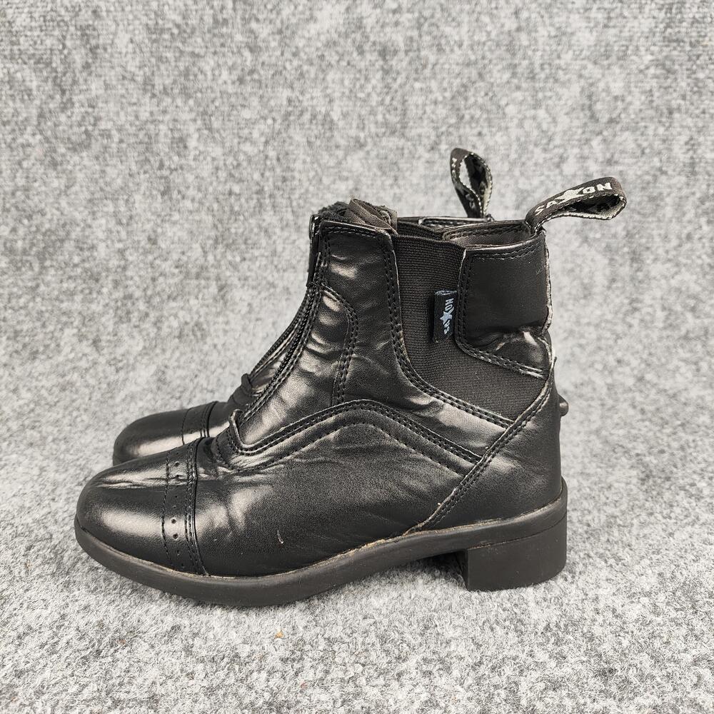 Saxon Syntovia Boots Kids Size 12 Black Zip Chelsea Riding Paddock Ankle